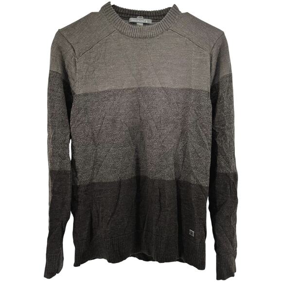 Smartwool Kiva Ridge Sweater Merino Wool Crew Colorblock Knit Taupe Heather S - Picture 1 of 6